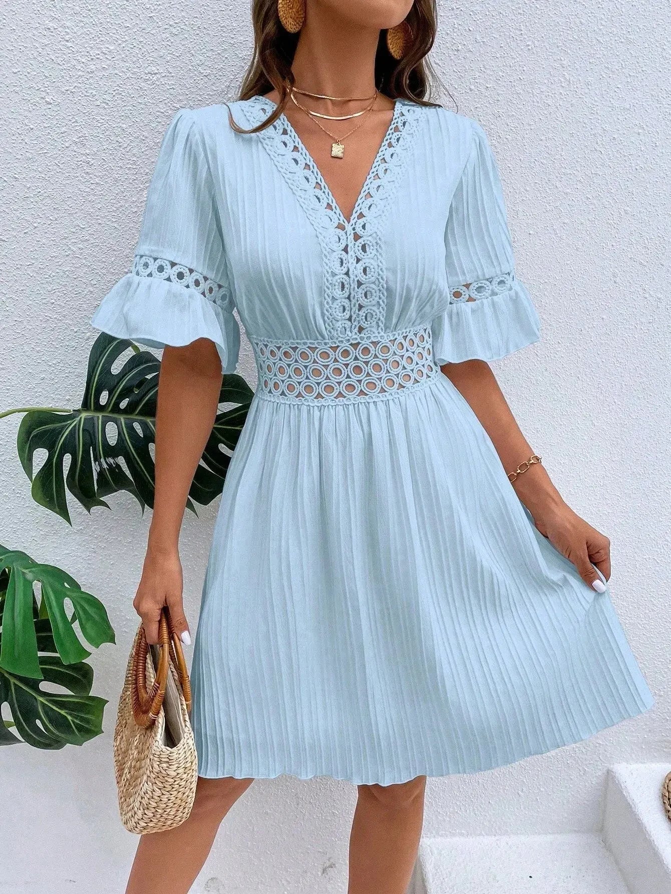 👗【S-XL】2024 Elegantní patchworkové krajkové šaty