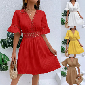 👗【S-XL】2024 Elegantní patchworkové krajkové šaty