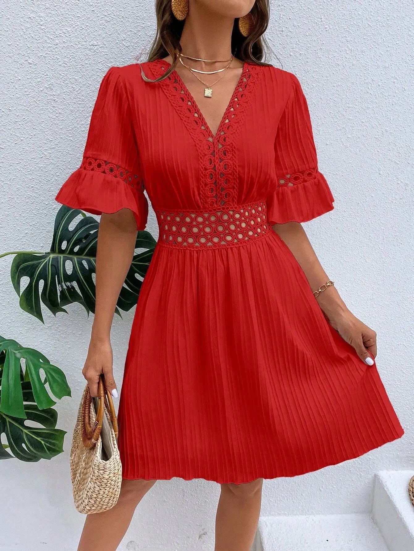 👗【S-XL】2024 Elegantní patchworkové krajkové šaty