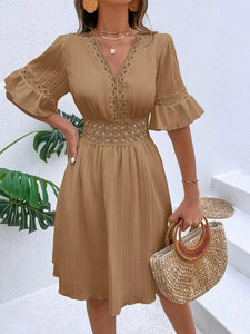 👗【S-XL】2024 Elegantní patchworkové krajkové šaty