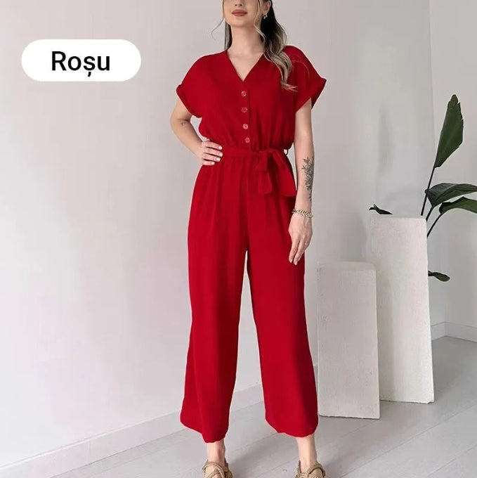 💖Dámský ležérní overal s krátkým rukávem a výstřihem do V
