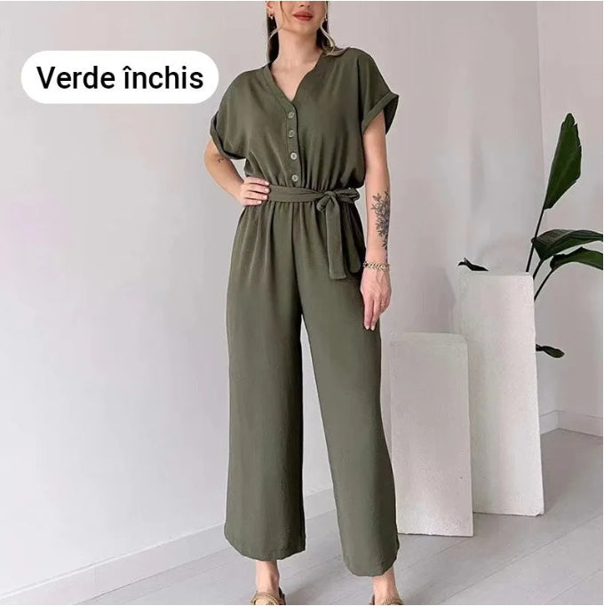 💖Dámský ležérní overal s krátkým rukávem a výstřihem do V
