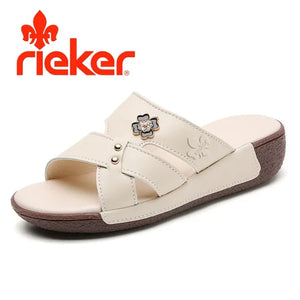 Pohodlné kožené sandály na platformě RIEKER