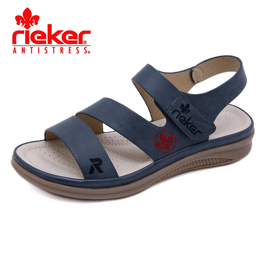 Lehké kožené sandály na klínku v retro stylu RIEKER®