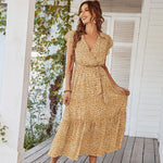 Načíst obrázek do prohlížeče Galerie, Šaty Wrap V-Neck krátké rukávy Bandeau bohémské šaty
