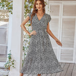 Načíst obrázek do prohlížeče Galerie, Šaty Wrap V-Neck krátké rukávy Bandeau bohémské šaty
