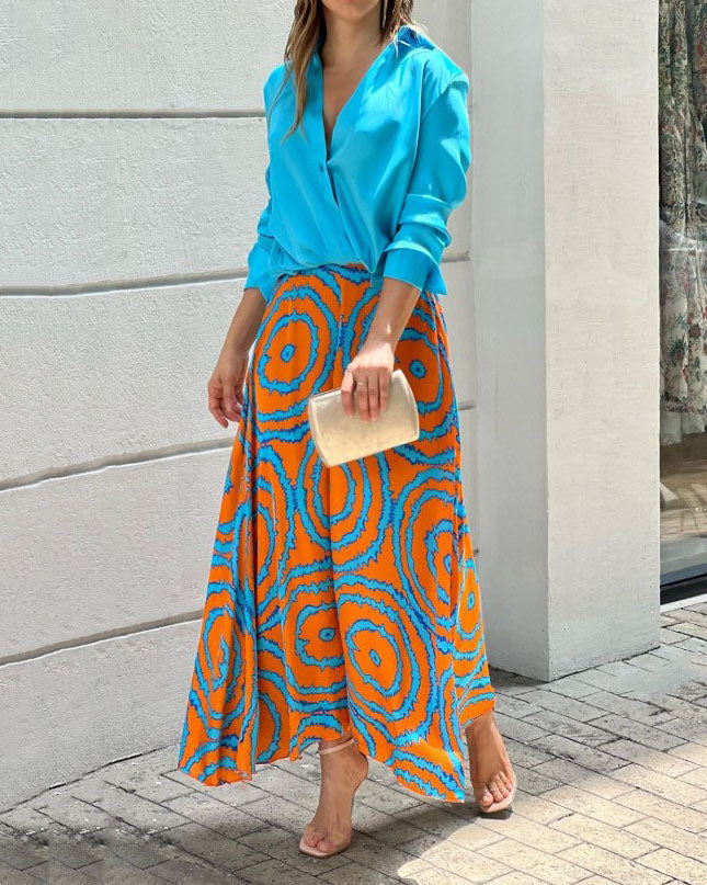 Dvoudílná souprava topu a sukně Fashion Crew s výstřihem